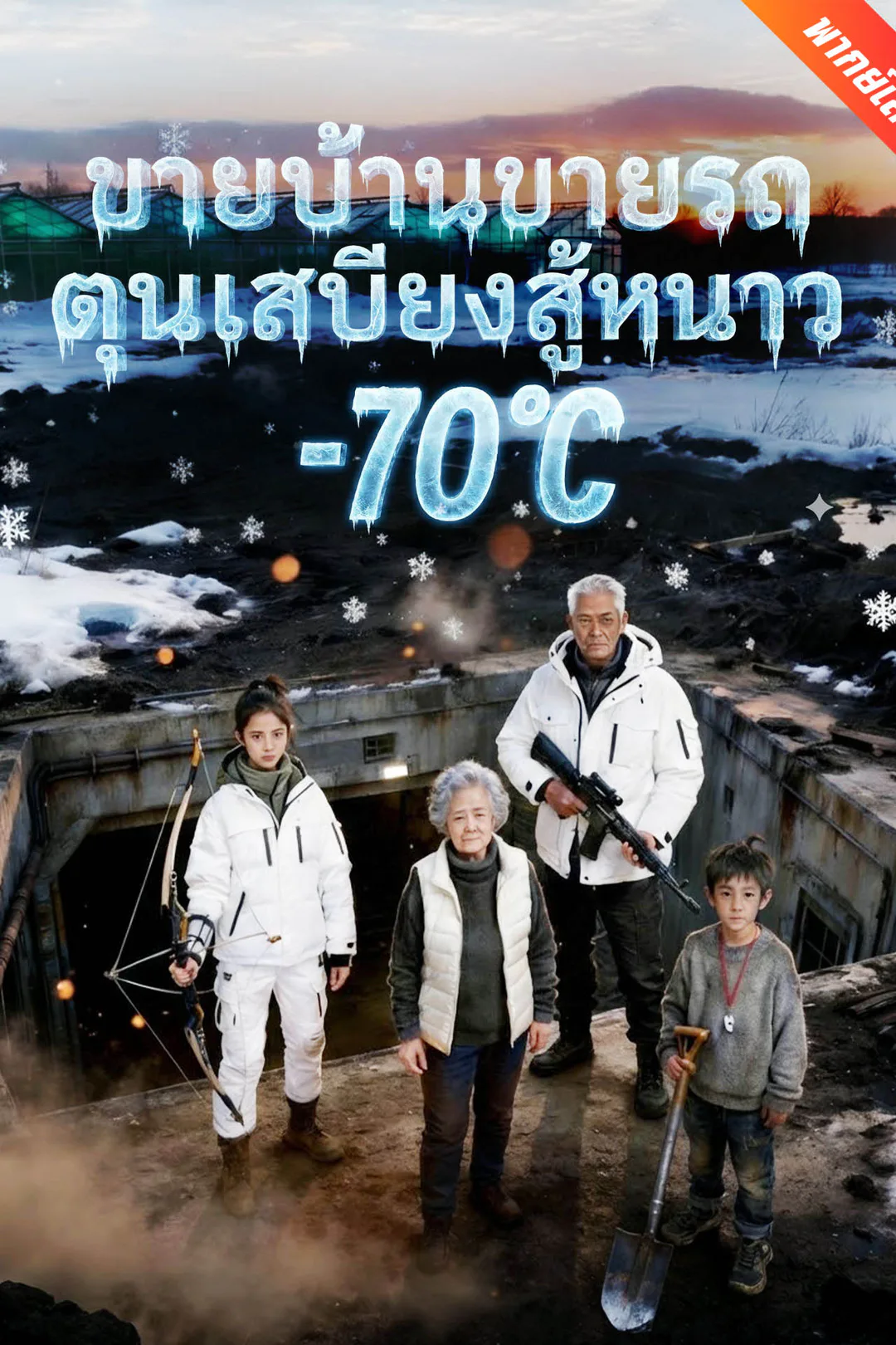 โปสเตอร์ ขายบ้านขายรถ ตุนเสบียงสู้หนาว -70℃