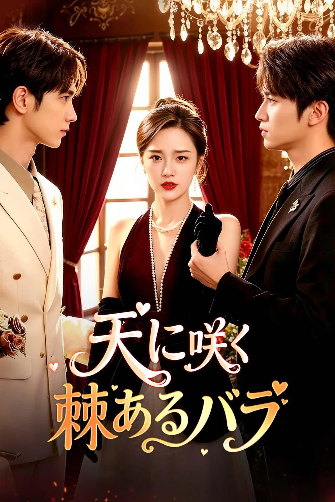 天に咲く棘あるバラのポスター