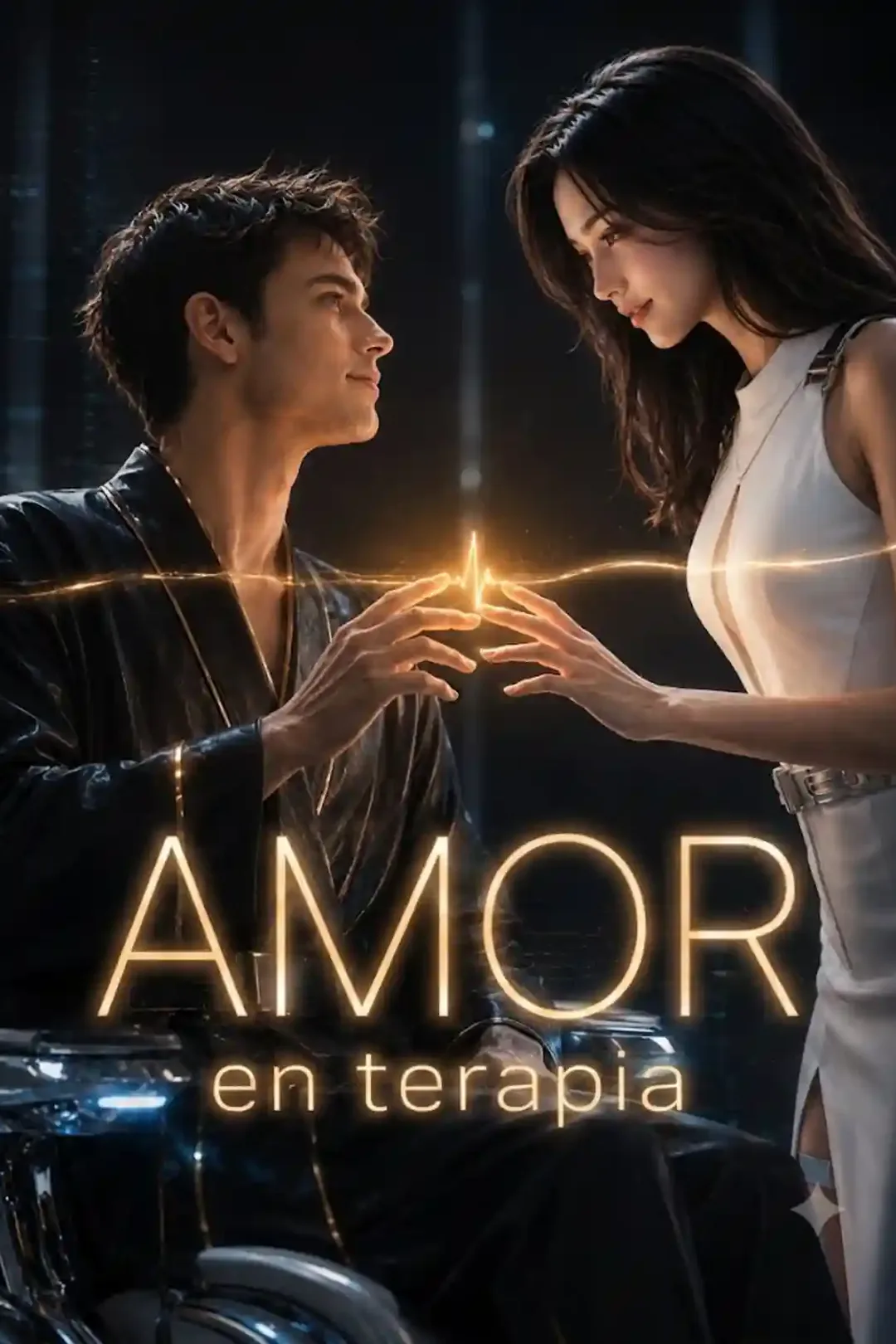 Póster de Amor en la Ciudad Ciberpunk