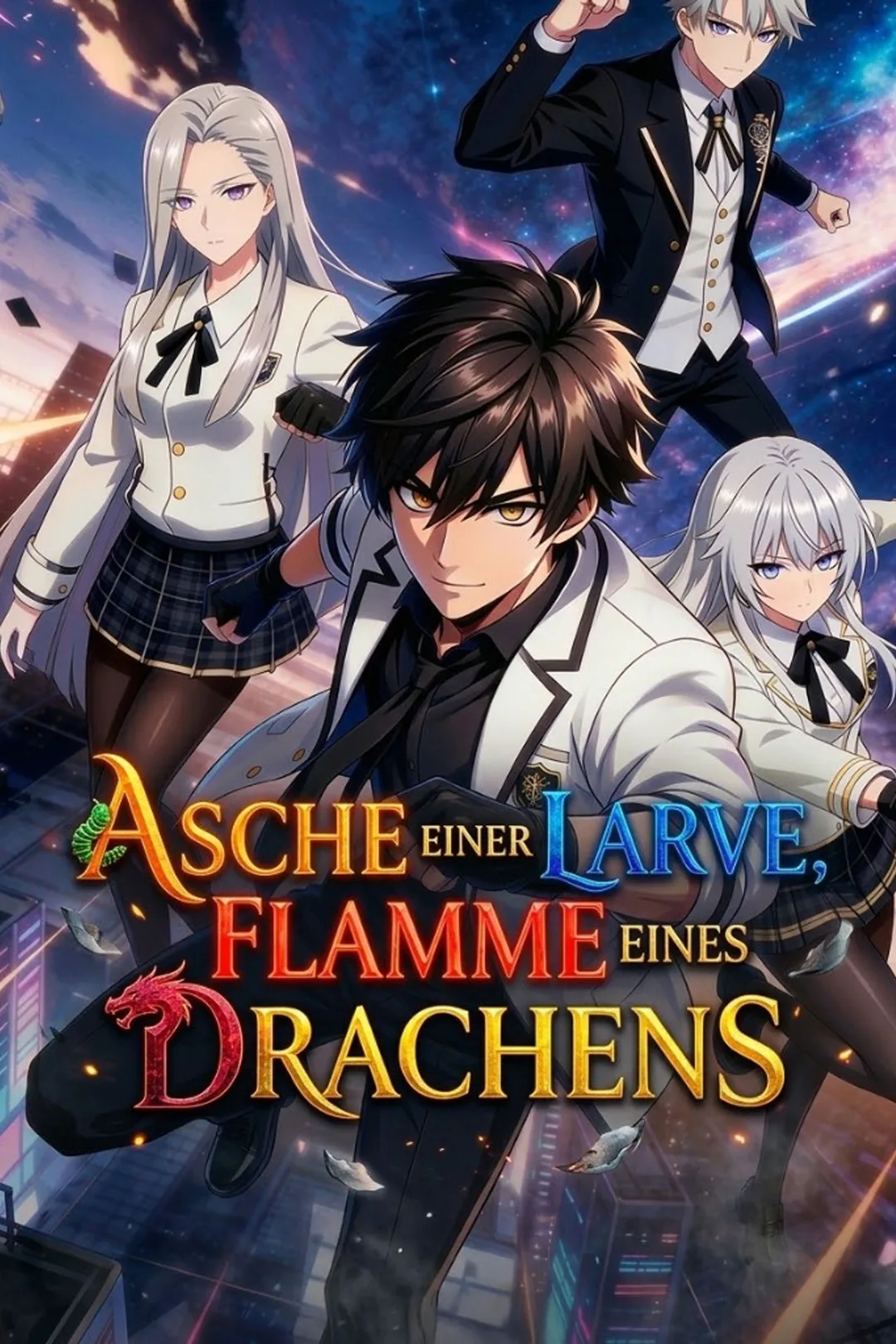 Poster von Asche einer Larve, Flamme eines Drachens