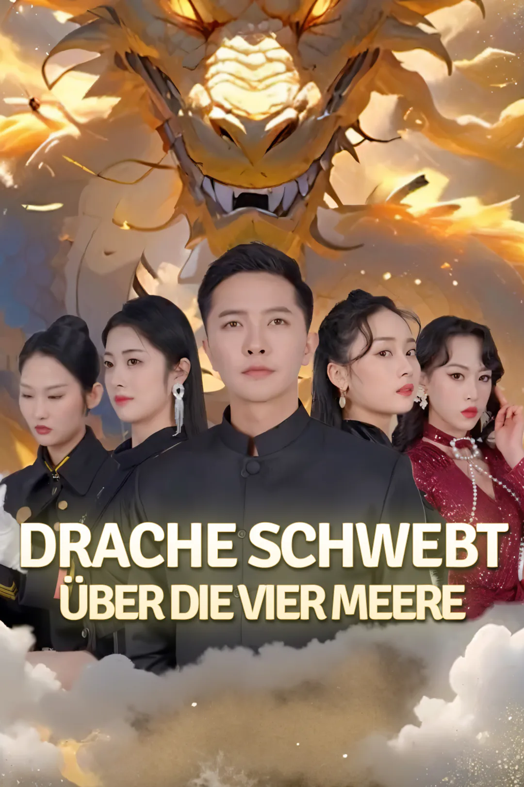 Poster von Drache schwebt über die Vier Meere