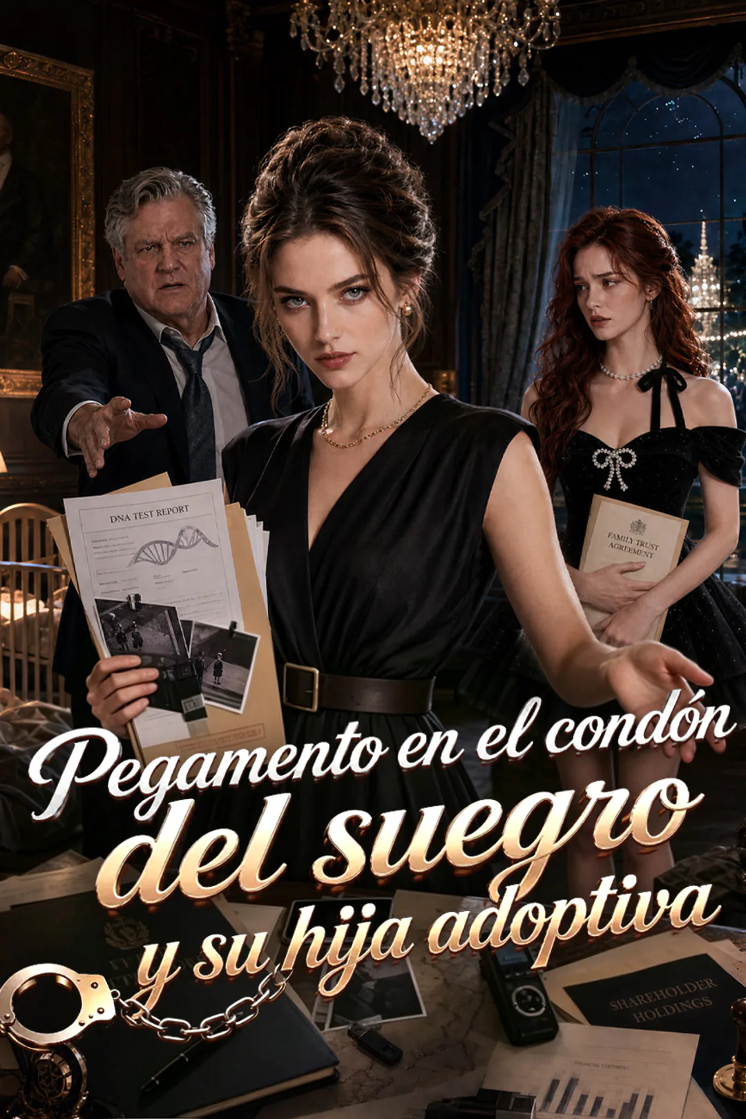 Póster de Pegamento en el condón del suegro y su hija adoptiva