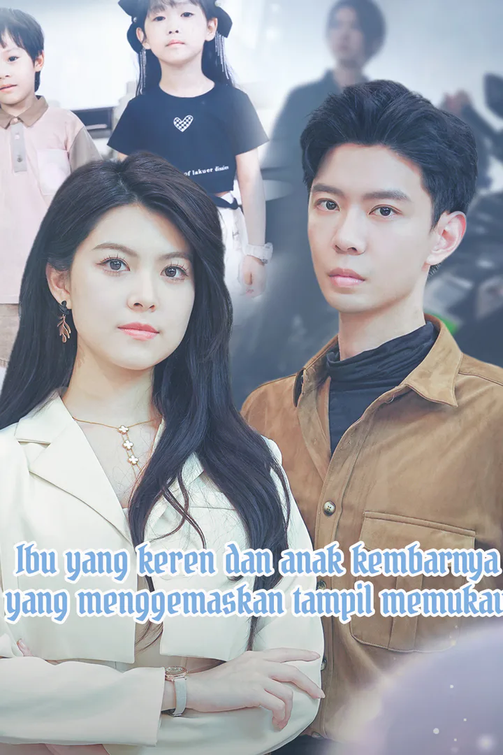 Poster Ibu yang keren dan anak kembarnya yang menggemaskan tampil memukau